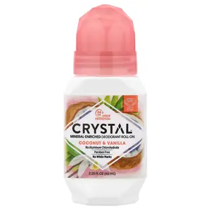 CRYSTAL Mineral-Enriched Deodorant Roll-On, Coconut & Vanilla, 2.25 fl oz (66 ml)