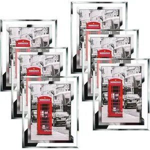 5x7 Glass Picture Frames Set of 6, 5 by 7 Photo Frame for Wedding Home Office Desktop Tabletop Decor