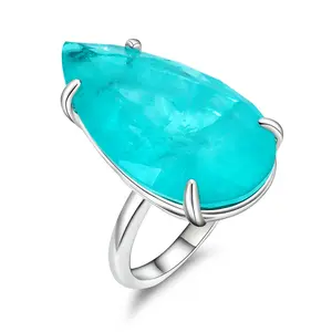 Fashion Vintage Pear Cut Artificial Gemstone Ring with Prong Setting for Women