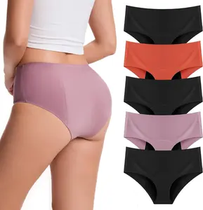 Leakproof Period Underwear for Women Heavy Flow Seamless Period Panties High Absorbent Menstrual Underwear 5 pack
