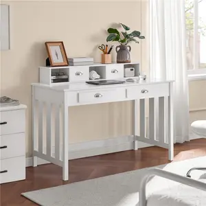 Yaheetech 41/47in Computer Desk with 4 Drawers and Storage Space, Home Office Table Workstation with Monitor Stand for Screen