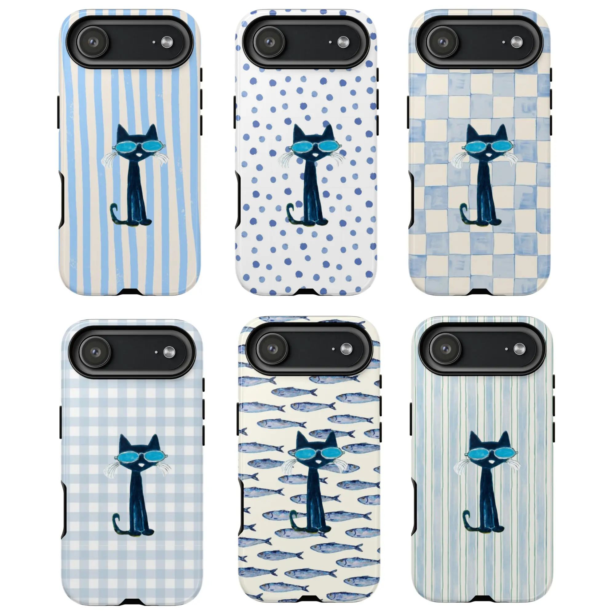 Slim Durable Polycarbonate Smartphone Casing - Vibrant Blue Glass-Wearing Pete the Cat Cartoon Design, Shockproof Waterproof Handheld Cellphone Protection Shell, Fan Gift Phone Accessory