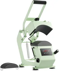 Hat Press Heat Machine for Caps with 2 Platens, Precise Temp&Timer Control, Hat Heat Press with Timer Auto Starter, Sublimation Hat Press for Trucker Hat & Iron on Vinyl, Heat Transfer (Light Green)