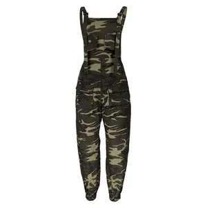 Women's Camouflage Cargo Overalls with Adjustable Straps & Multiple Pockets