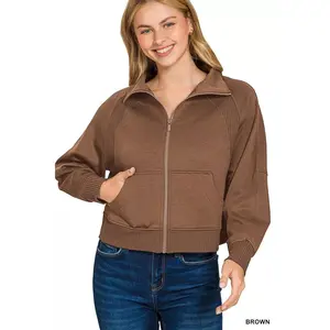 Cropped Scuba Zip Jacket – Clean Girl Athleisure Lightweight Layer
