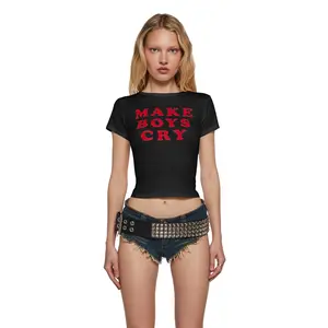 Cute Boy Tears Graphic Tee - Black