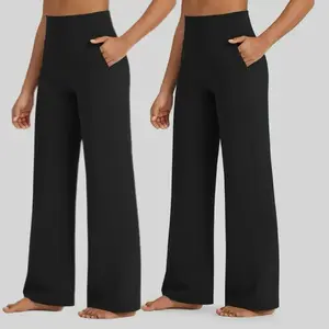 2PCS black high waisted wide leg straight leg casual pants, suitable for summer and autumn wear, pure color minimalist palace style, with pockets, suitable for women's daily wearRAIMENTRY