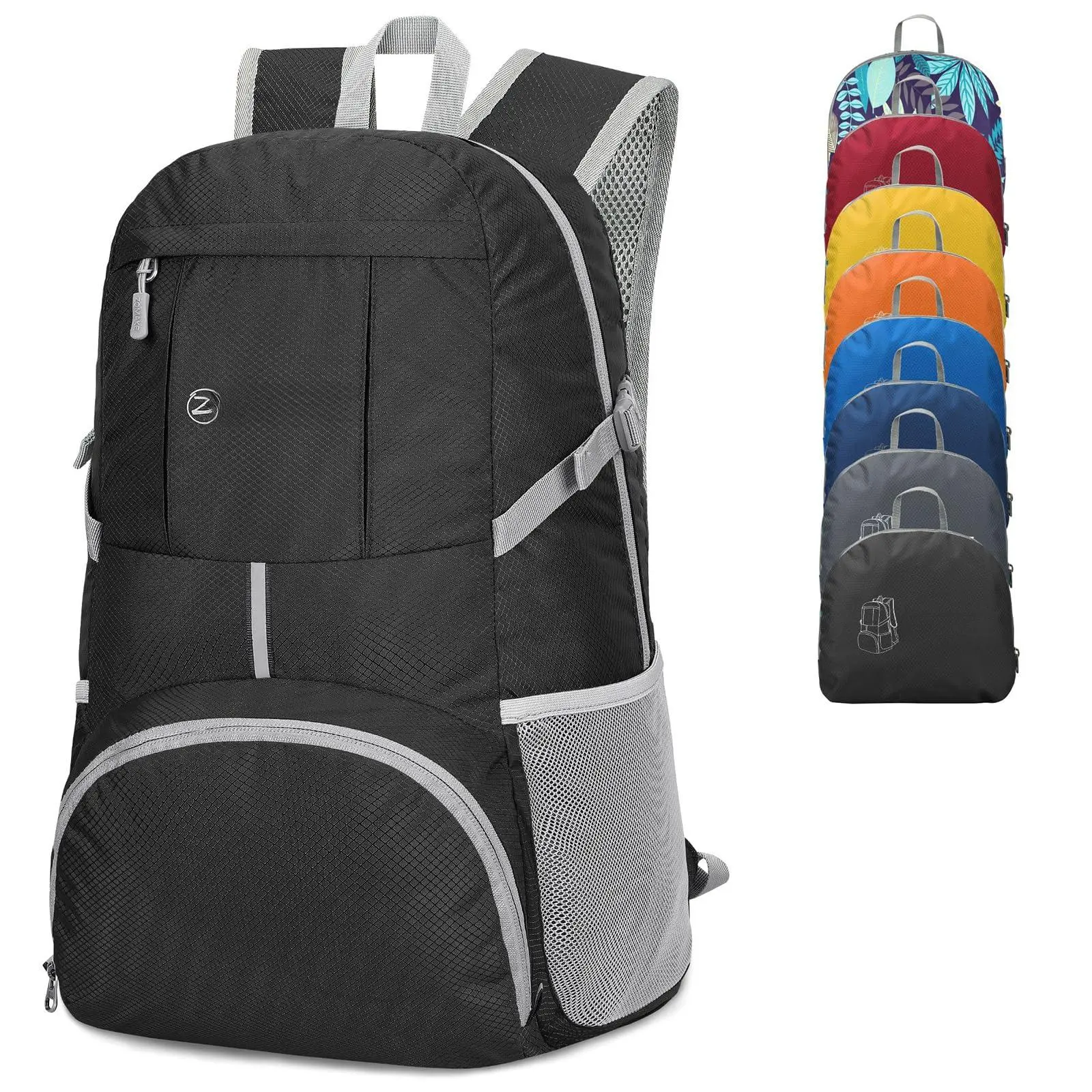 Lightweight Packable Backpack 35L  Light Foldable Backpacks Water Resistant Collapsible Hiking Bag Compact Folding Day Pack for Travel Camping(Black)