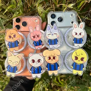 Cute Animal Character Phone Grip Set SKZ – Chibi Kpop Inspired Pop Socket – Magnetic Kickstand Phone Accessory