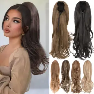 Thick 105G Ponytail Extension for Women,22 Inch Layered Wavy Pony Tail Hair Extensions, Natural Drawstring Ponytail Synthetic Hairpiece for Daily Wear