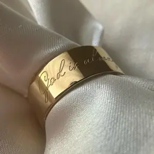 God is Always With You Affirmation Gold Ring Band, Catholic Faith Jewelry, Minimalist Ring