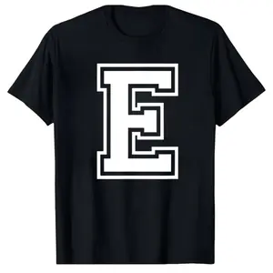 Unique Letter E Monogram T-Shirt in Varsity Alphabet Style