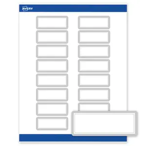 Avery Printable Address Labels, 1" x 2-5/8", Matte White, Pre-printed Silver Mirror Metallic Design, Rectangle, Sure Feed Technology, Laser & Inkjet Compatible, 320 Total