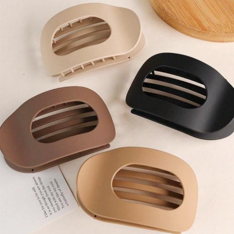 New Upgrade Solid Color Hair Clip Set 4 pcs Seamless Flat Oval Design Stylish Simple Hairpins Daily Wear ABS Material Flexible Resistant To Bending