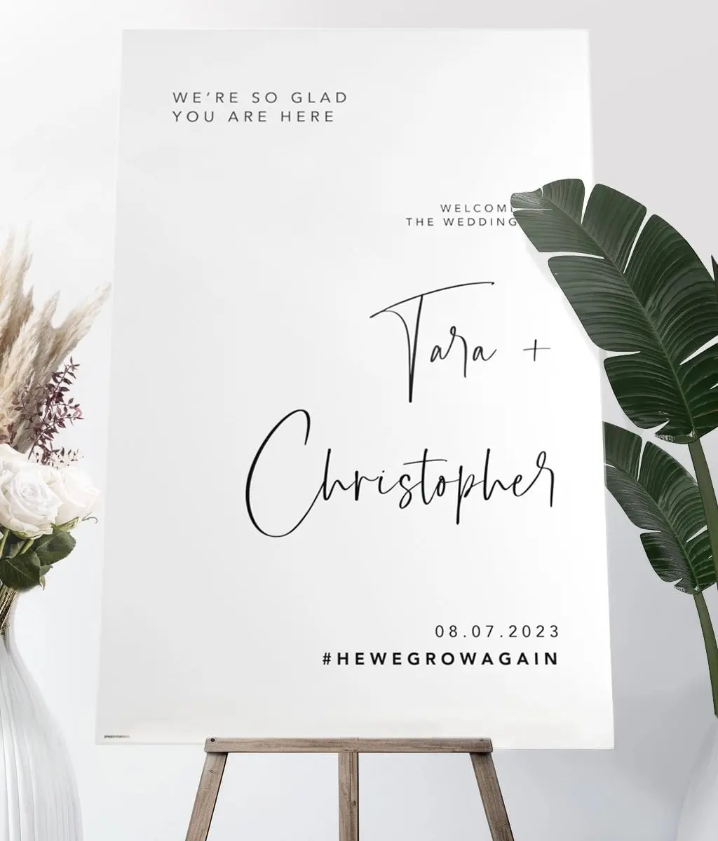 Black and White Wedding Welcome Sign