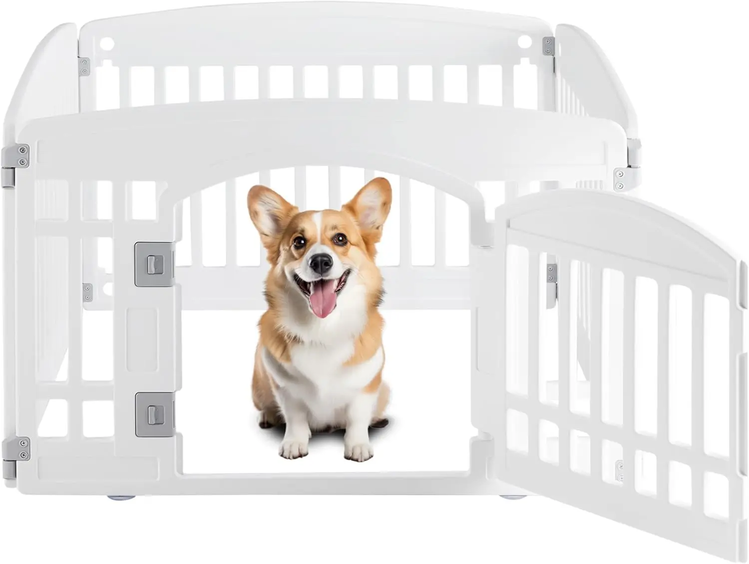 Simple Deluxe 24" 4-Panel Plastic Dog Playpen with Door, Durable Design, 44lb Capacity, 35"l x 35"w x 23.62"h, Folding, Portable, Safe, Easy to Clean for Small Dogs, Enclosures