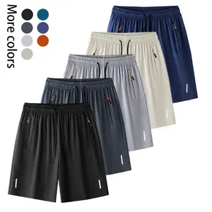 Men’s 5-Pack Lightweight Summer Sports Shorts  Quick-Dry, Breathable Fitness Pants with Zipper Pockets, Casual Knee-Length