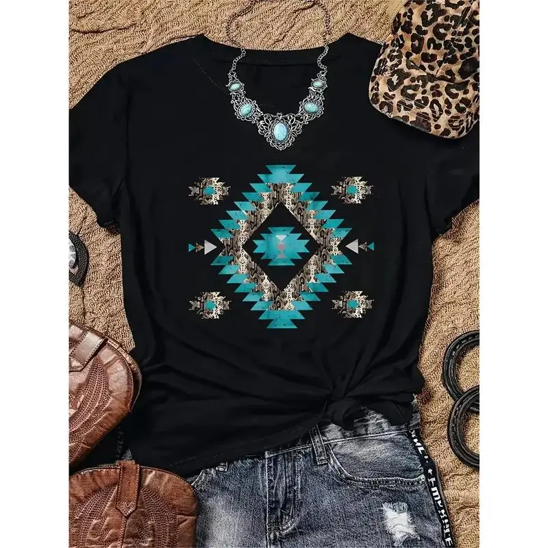 Men's Graphic Cotton T-Shirt, Casual Western-Inspired Short Sleeve Top for Daily Wear and Fitness, Machine Washable, Comfortable, Simple Fit, Do Not Bleach, Fashion