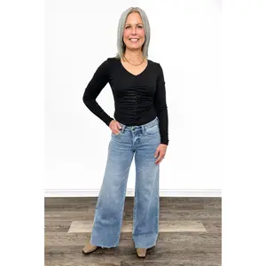 The Kristen by Ava Lane Mid-Rise Tummy Control Wide Leg Denim