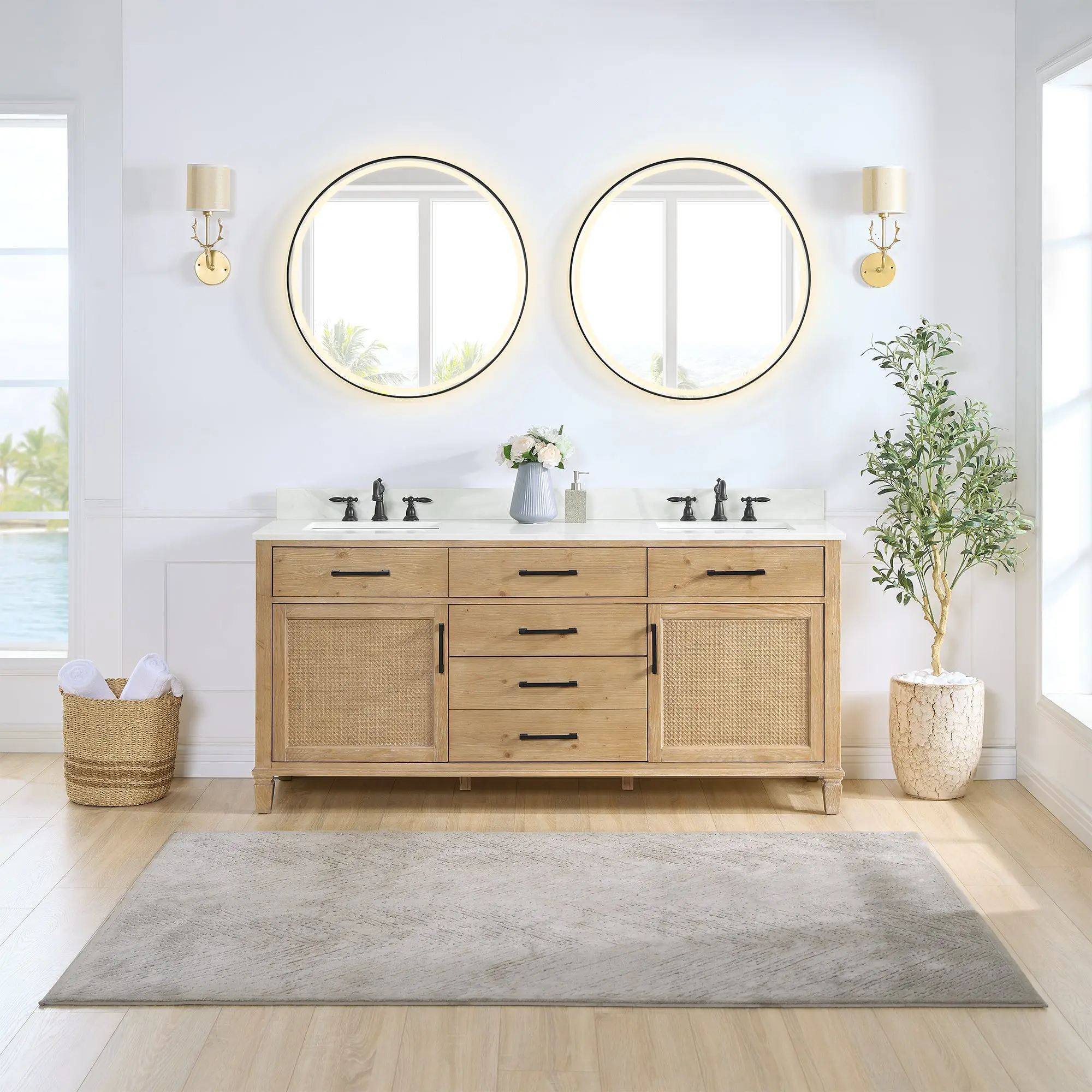 Solana 72" double vanity with top
