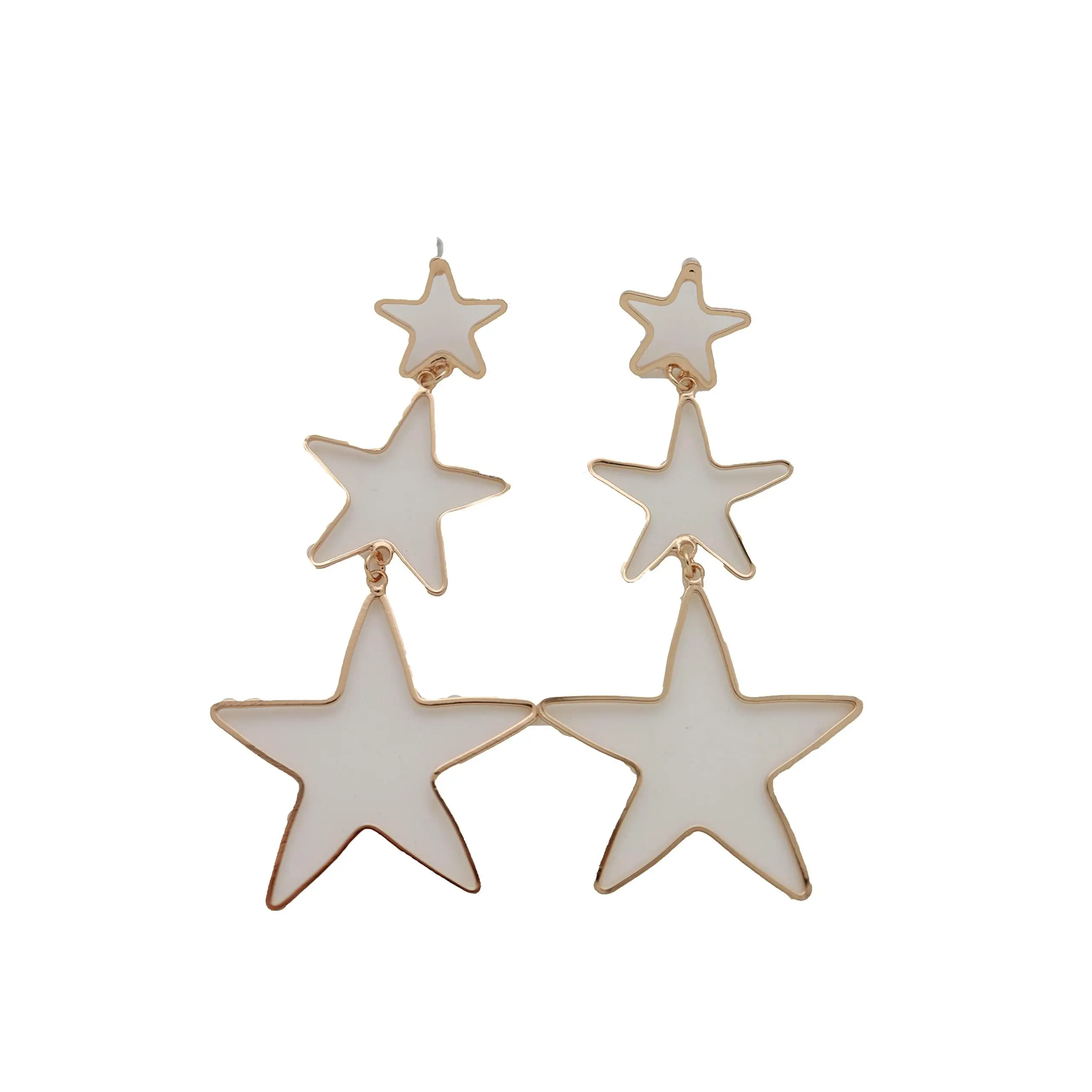 Women Fashion Hook Earrings Set Long Gold Metal Drape Dangle Texas Lone Star