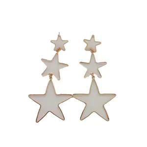 Women Fashion Hook Earrings Set Long Gold Metal Drape Dangle Texas Lone Star