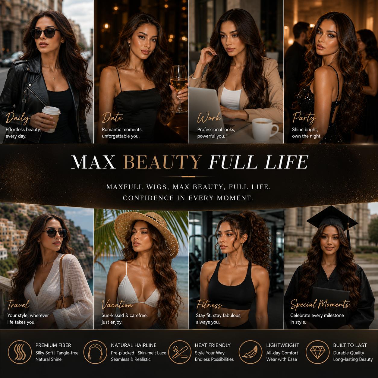 Iris - MaxFull Dimensional Espresso Mocha Wig | Ultimate Brunette Melt Wavy, 20 inches, 13×5 Skin-Melt Transparent Lace Front, Free Part, Built-In Faux Scalp, Natural Looking Wig