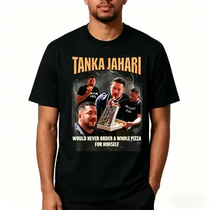 🍕[Graphic Tee][100% cotton]Tanka Jaharis Never Orders Whole Pizza for Himself Meme T-Shirt – Funny Graphic Tee for Men & Women, Viral Internet Humor Design, Comfortable Cotton Crewneck Short Sleeve, Perfect Gift for Meme Lovers & Pizza Fans
