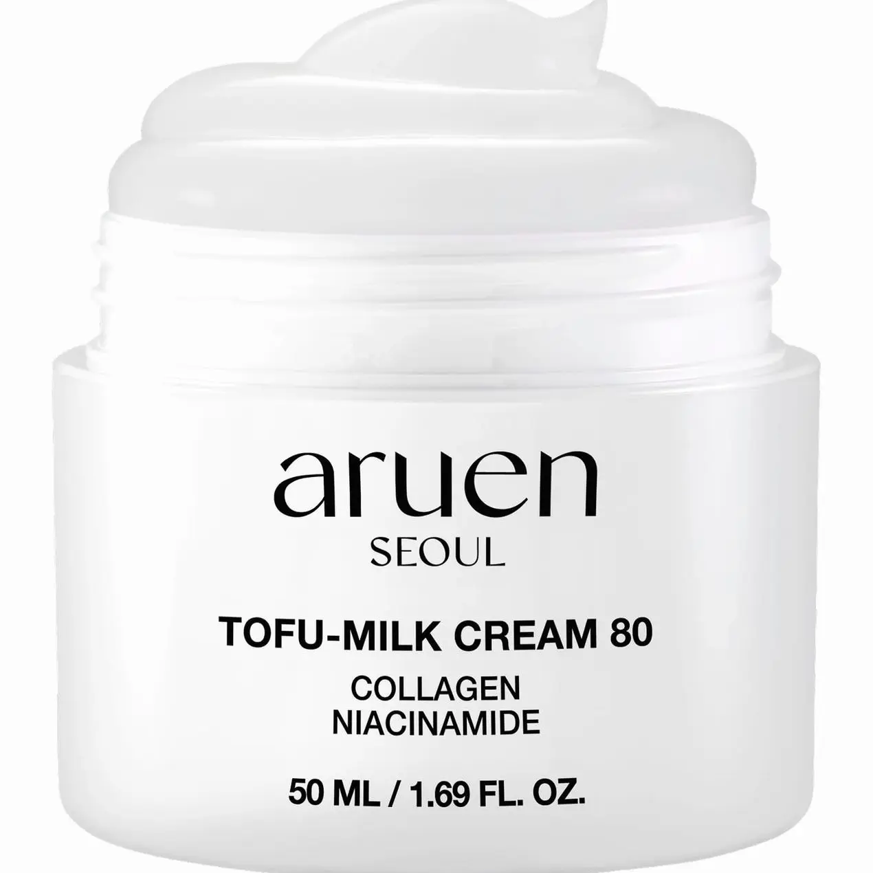 aruen Fermented Tofu Collagen Jelly Cream - 80% Fermented Soy Milk + Bean Essence + Niacinamide - Korean Glass Skin Tightening, Daily Facial Moisturizer (1.69 fl.oz | 50ml)