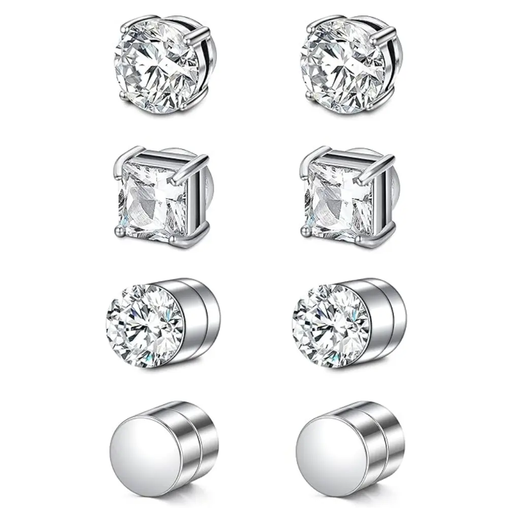 S925 Sterling Silver Stud Earrings for Women Men Hypoallergenic 18K Gold Plated Cubic Zirconia Earrings Studs Brilliant Simulated Diamond Halo Earring for Sensitive Ears