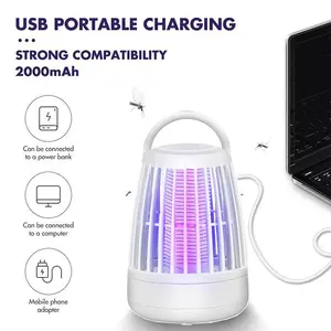 Electric Mosquito Insect Killer LED Bug Zapper, 365nm UV Light Attracts Flying Insects, High-Voltage Grid, Non-Toxic Physical Pest Control, Silent Portable Lamp for Home Bedroom Kitchen Office Camping