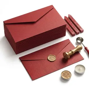 Spiritlink-20 Pack Red Envelopes, 250gsm Specialty Cardstock, 22x11cm/8.66x4.33in, Premium Invitation Envelopes for Weddings, Birthdays, Baby Showers, Graduation, Greeting Cards & Business Events.