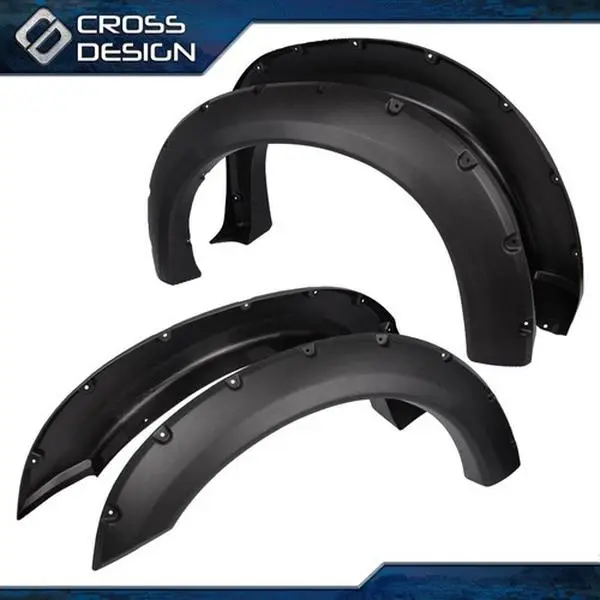 CROSSDESIGN Textured Rivet Pocket Fender Flares Protector - Automotive Car Exterior Accessory for Ford F250, F350 (1999-2007)