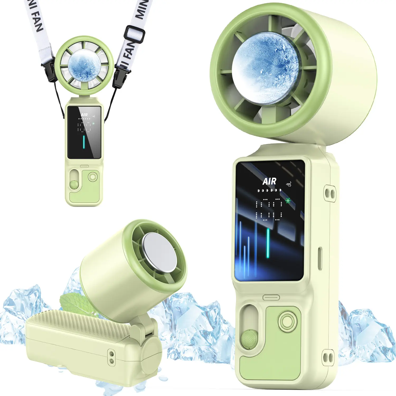 Cooling Rechargeable Personal Fan - Compact Portable Powerful Turbo Fan with 100 Speeds, Type-C Battery, LED Digital Display, Fast Cooling Plate for Outdoor Activities, Travel, Cooling Personal Fan