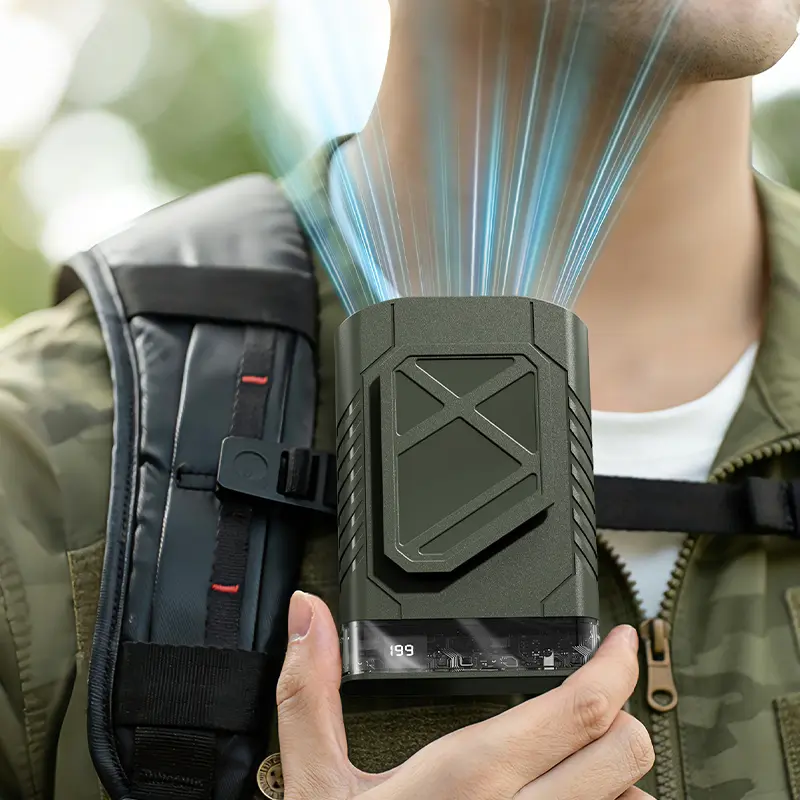 Small Rechargeable Compact Waist Clip Wearable Personal Fan - USB-C Port, 199-Speed Stepless Speed Adjustment, Digital Screen, 54-Blade Brushless Motor, 360° Air Vent, 3600mAh Battery, Ideal for Outdoor Camping, Outdoor Enthusiasts