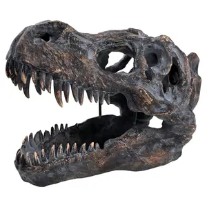 T-rex Skull Wall-Mounted Dinosaur Head Trophy Faux Taxidermy Wall Statue Fossil Figurine Wall Decor Tyrannosaurus Rex Skull Sculpture Man Cave Gift