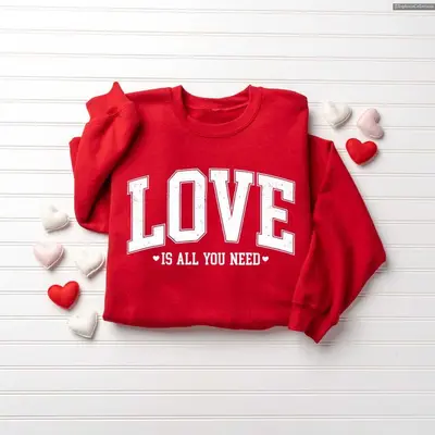 Valentine Sweatshirt with A Rose and A Heart TikTok Shop