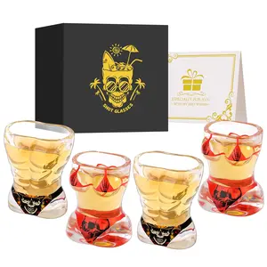 Skull and Bikini Design Wine Glass, Durable Reusable Glasses with Gift Box, Perfect for Home Kitchen Party, Unique Coffee Mug