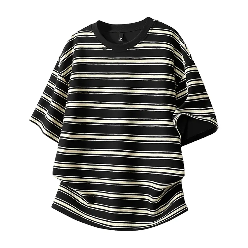 Men's Colorblock Tshirt, Striped Shortsleeve Crewneck in a Relaxed Fit, Casual Cotton Blend Streetwear Clothing