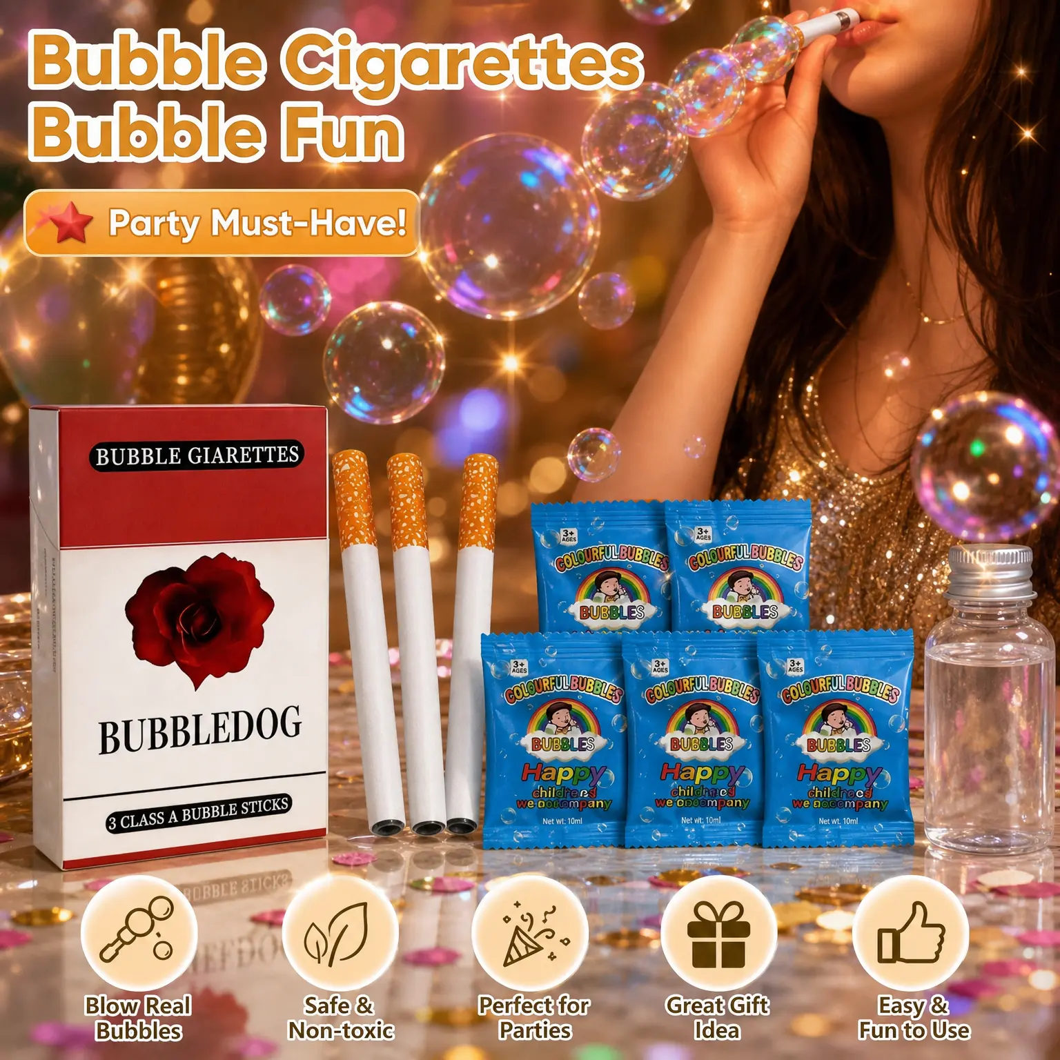2026 Cigarette-shaped Bubble Maker Stress Relief Wand Toy Desk Party Photo Prop for Children Adult Gift