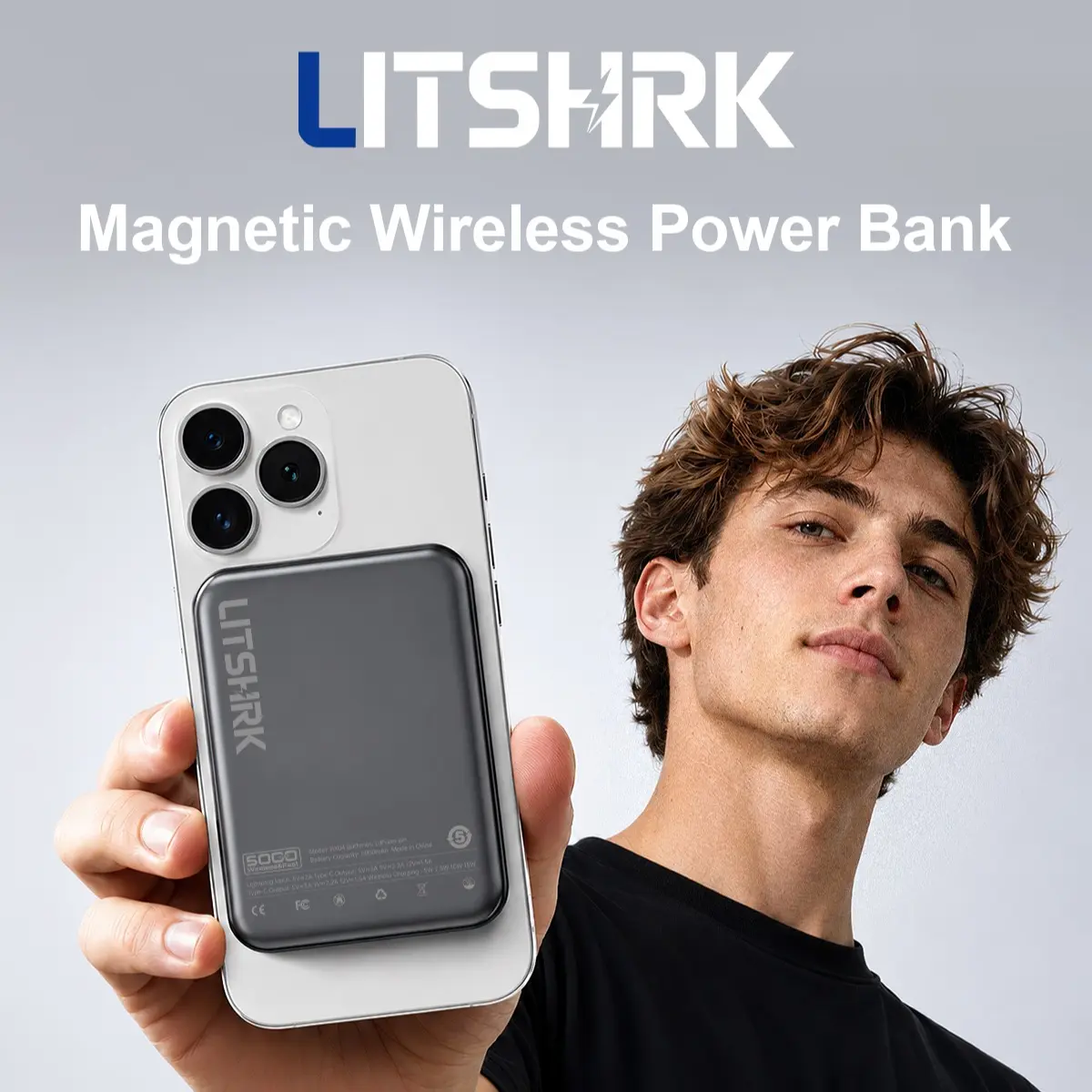 LITSHRK Ultra Slim Magnetic Power Bank - 5000mAh 15W Wireless Fast Charging Chargeable Portable Battery Pack, Mobile Phone Accessories for iPhone 15/14/13/12 Pro Max, Smartphone Charger