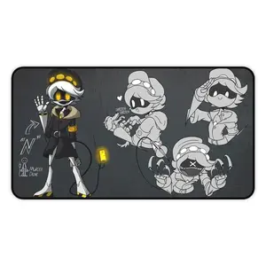 N Murder Drones Mousepad, Concept Art Inspired by Uzi, V, and J, Unique Artwork for Murder Drones Fans, Large Desk Mat