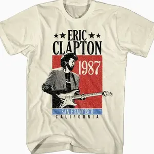 Eric Clapton Men's T-shirt San Francisco California 1987 T-shirt Full Size S-5XL N