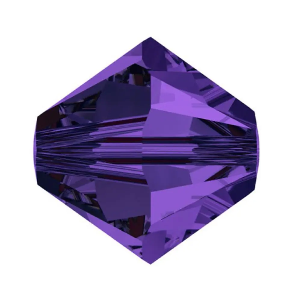 100pcs Preciosa Faceted Bicone Crystal Beads, Deep Tanzanite, 4mm, Hole ID 0.9mm, Pre-B434