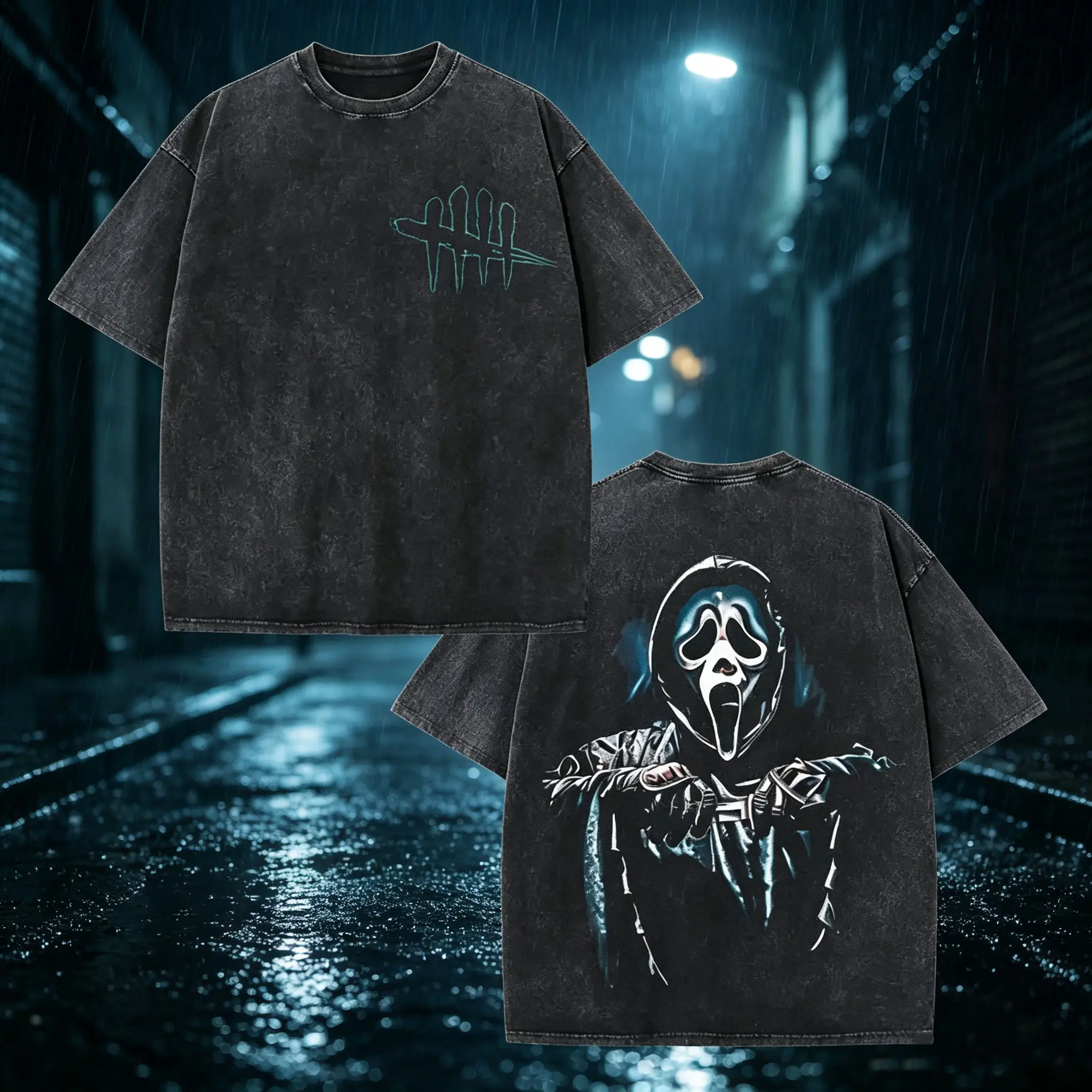 Dead by Daylight Ghost Face Vintage Washed Graphic Tee Unisex Oversized Premium Cotton Casual Crewneck Short Sleeve Top Classic Horror Gaming Streetwear Stylish Daily Outfit Perfect Gift For Adult Game Fans