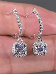 1 Pair Romantic Cubic Zirconia Drop Earrings For Women For Wedding Engagement Anniversary Party Jewelry Valentine's Day Gift