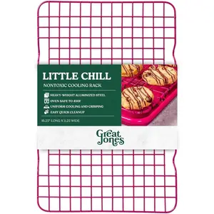Little Chill Wire Cooling Rack (Raspberry) Nonstick Baking Rack, Heavy-Duty Aluminized Steel Fits Quarter-Sheet Pans for Cooking and Baking Oven-Safe 450°F, Dishwasher-Friendly