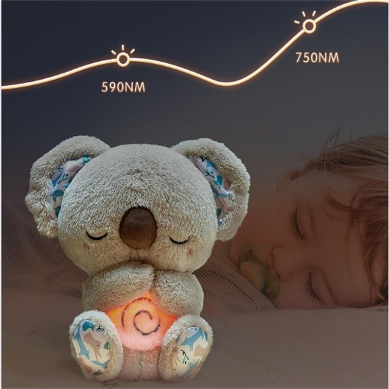 Stress Relief Koala Breathing Plush Toy, Calming Stuffed Animal with Music Lights & Rhythmic Breathing Action, Sleep Aid Doll, Musical Light Up