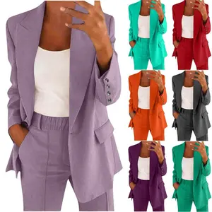 2 Piece Pant Suits for Women Dressy Blazer High Waisted Straight Leg Pants Sets Business Casual OutfitsbG5F