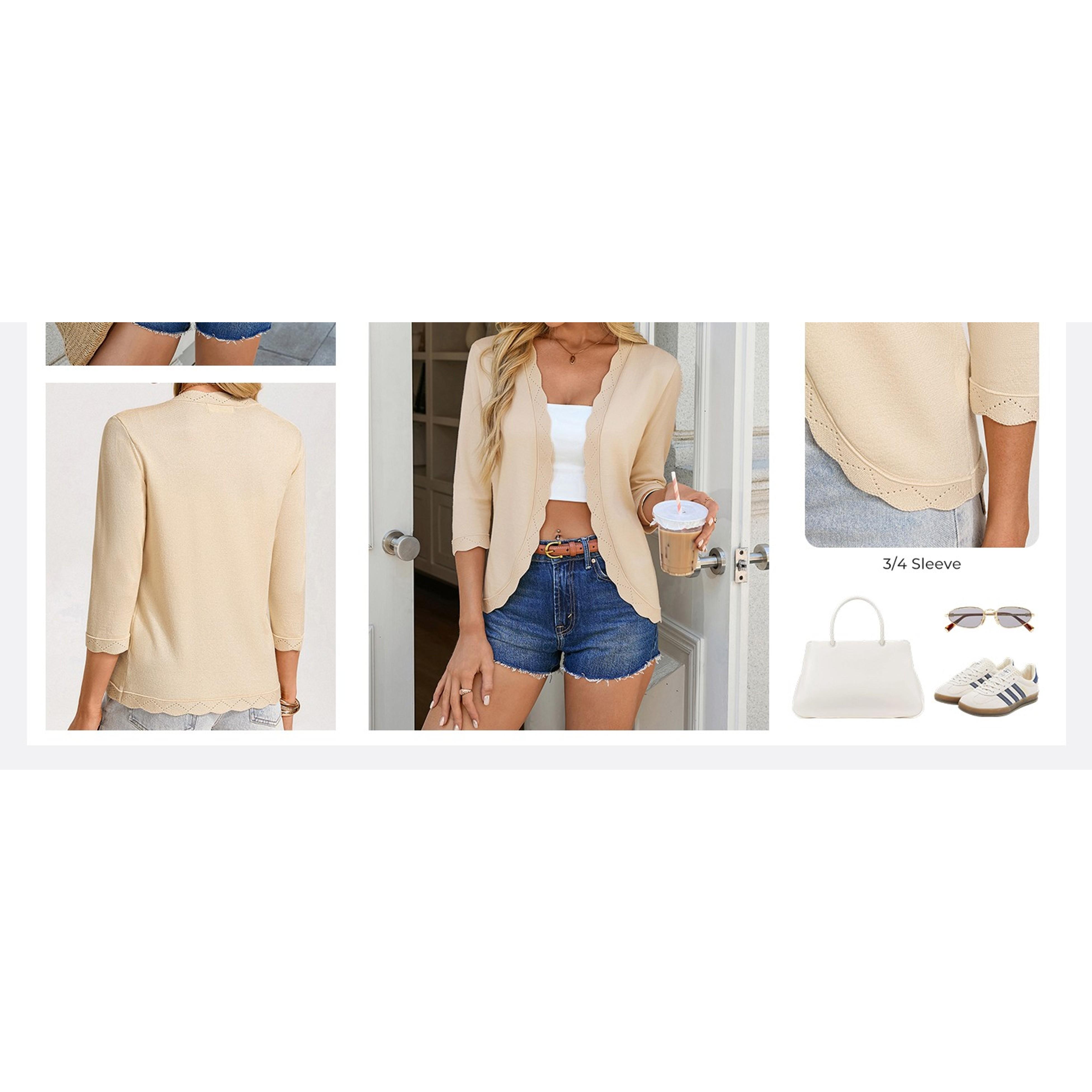 Women Lightweight Summer Cardigans 3/4 Sleeve Cropped Cardigan Sweaters Open Front Bolero Shrug Women Lightweight Summer Cardigans 3/4 Sleeve Cropped Cardigan Sweaters Open Front Bolero Shrug